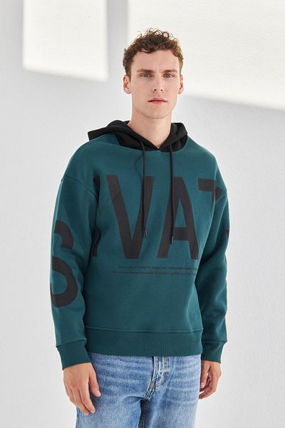 Delpino Φούτερ Half Oversize με κουκούλα