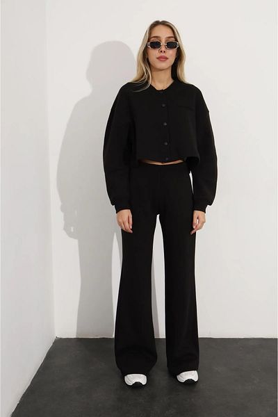 Laluvia Fekete Premium Snap kabát tréningruha szett