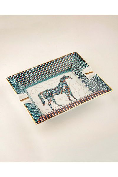 Bursa Porselen Dekor Cheval gold gilded large size porcelain ashtray