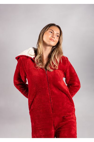 SEAMOUNT Winter Hooded Fleece Plush Jumpsuit, Pajama Set