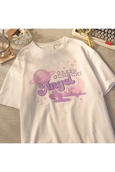 Tarzsokak Λευκό μπλουζάκι Unisex Saturn Angel Written