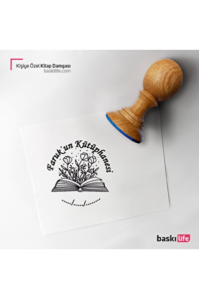 Baskı Life Çiçek Kişiye Özel Kitap Damgası Kitap Mührü Kaşe Kitap Mühür Özel Damga