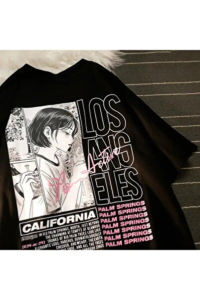 Tarzsokak Tricou negru unisex cu imprimeu pe spate Los Angeles California