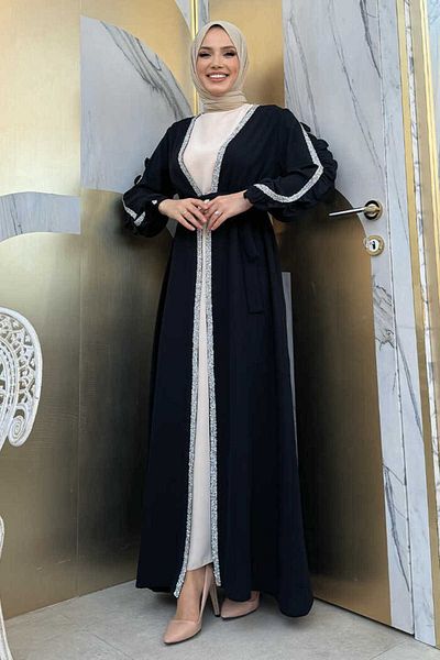 Bym Fashion Lampenanzug mit Rüschenärmeln und Steindetail 8484 Schwarz