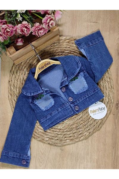 FEKRA BABY Long Sleeve Baby Girl Denim Floral Pattern Bolero