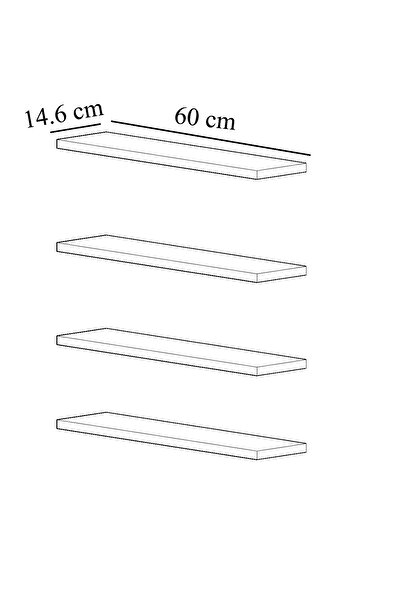 Ninnimo Asya 4'lü Antrasit Uçan Duvar Rafı