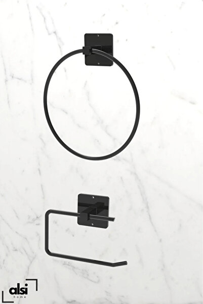 ALSİ HOME Yapışkanlı Yuvarlak Havluluk Havlu Askısı ve Tuvalet Wc Kağıtlık Pr...