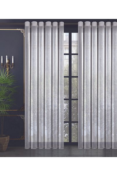 De'Vor Glitter Tulle Curtain with Bird's Eye Sewing for Rustic - White Glitter Tulle, High Quality Fabric