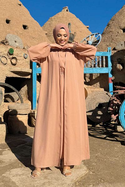 Bym Fashion Φόρεμα με κοσμήματα στη μέση Abaya Suit 8490 Salmon