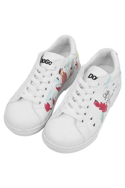 Dogo Pantofi casual albi din piele vegană pentru copii - State Of Bliss Design