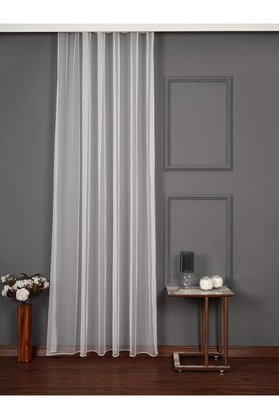 perdealemi Extrafor Gathered Ecru Tulle Cortina Plumb Fagure