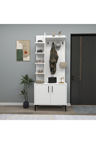 ARNETTİ Julendor 6 Raflı 2 Kapaklı Modern Tasarım Portmanto, Beyaz - Julendor