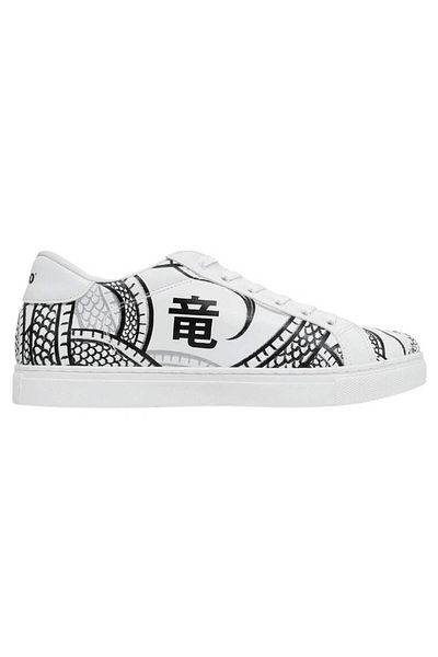 Dogo Ανδρικά Vegan Δερμάτινα Λευκά Casual Sneakers - The Power Of The Dragon Design