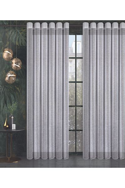De'Vor Linen Glitter Tulle Curtain, High Quality, Sewing with Bird Eyes for Rustic