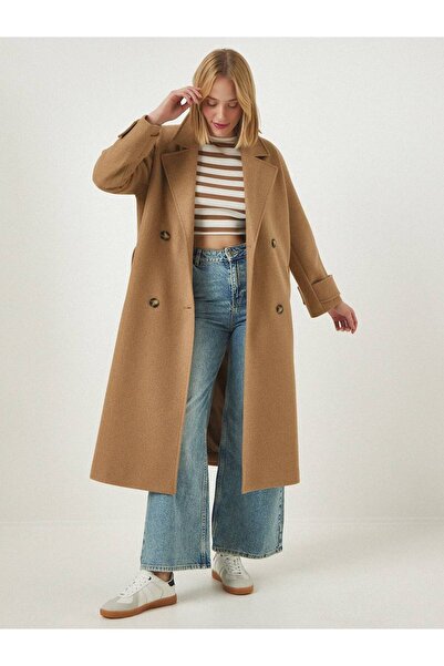 My Blog Palton premium pentru femei cu centură de cămilă Tokyo Stamp