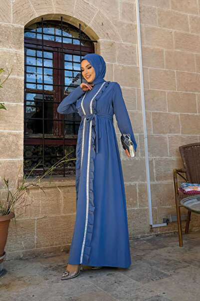 Bym Fashion Long Frilly Vest Dress Suit 8489 Indigo