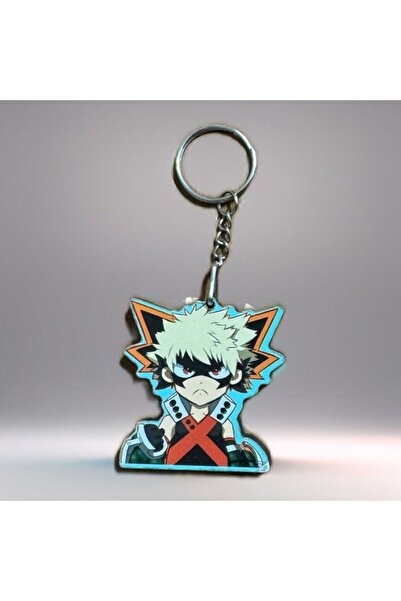 ahşap çift taraflı bakugo anahtarlık