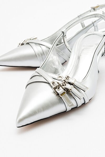 LuviShoes WOSS Pantofi cu toc pentru damă cu centură argintie