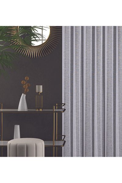 De'Vor Linen Glitter Tulle Curtain, High Quality, Sewing with Bird Eyes for Rustic