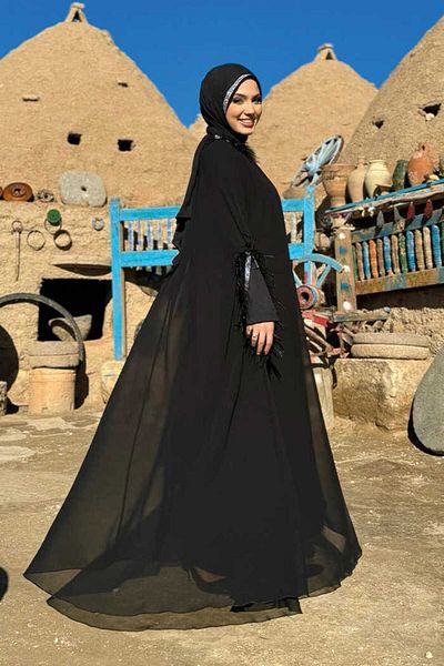 Bym Fashion Κοστούμι Φόρεμα με Φούντες Πέτρινο Λεπτομερές Φόρεμα 8494 Μαύρο