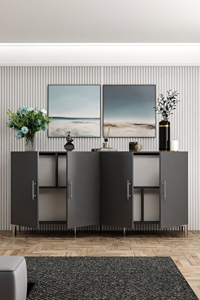 Givayo Mobilya Peri Konsol Antrasit Gümüş