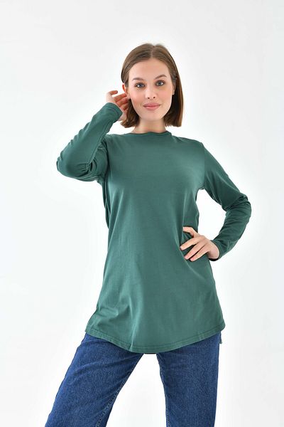 mirach Classy Basic Women's Tunic - Emerald Hijab Tunic Crew Neck Tunic Fit Relax Crew Neck Long Blouse