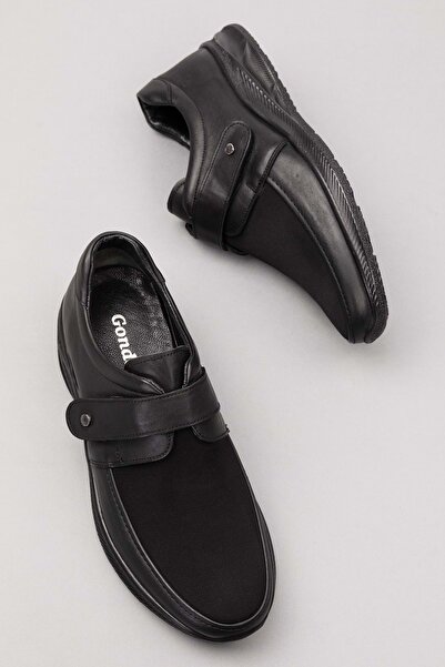 Gondol Erkek Hakiki Deri Şiş ve Diyabet Hastalarına Özel Rahat Ayakkabı af.1952 - Siyah - 45