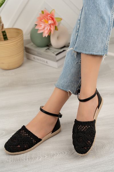 Moda Değirmeni Women's Black Lace Sandals Bg1058-123-0001