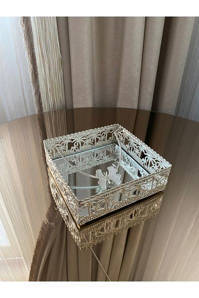 Housess Луксозна бродирана огледална поставка за салфетки и кърпи от неръждаема стомана с покритие