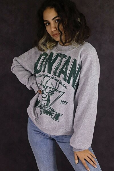 TRENDKUTU Blackjackgiyim Hanorac gri Montana cu imprimeu pentru femei, mărime...