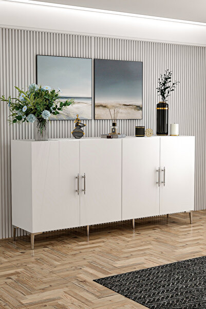 Givayo Mobilya Peri Konsol Beyaz Gümüş