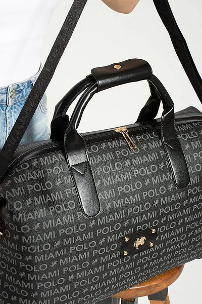 Fiyaka MİAMİ POLO 1203E WRITED BLACK Geantă mare de mână și valiză Geantă de vacanță de călătorie
