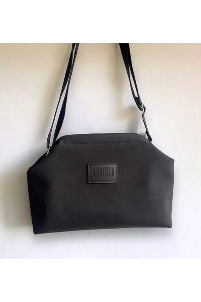 Nuggita Matte Black Nubuck Hidden Scholarship Clutch Hand / Shoulder Bag