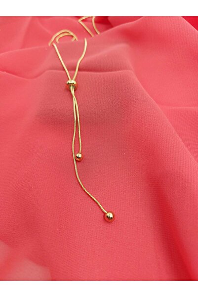 Demeter 2 Başlı Yuvarlak Altın Boncuk Detaylı Çelik Kolye