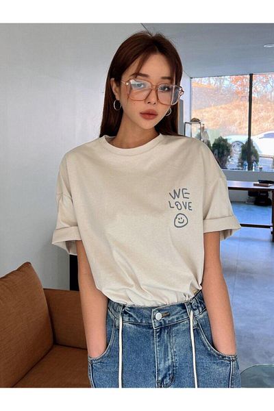 Keywest Μπλουζάκι Unisex Plus Size Love Whatever με στάμπα από βαμβακερό λαιμόκοψη