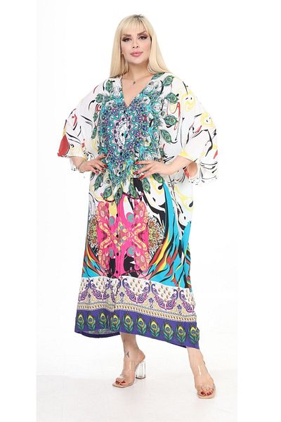 Eceyaman moda Women's Red Blue Oversize Large Dress