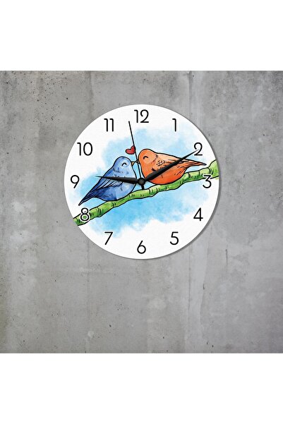 CajuArt Birds in Love on a Branch Lover Themed Wooden Wall Clock Gift