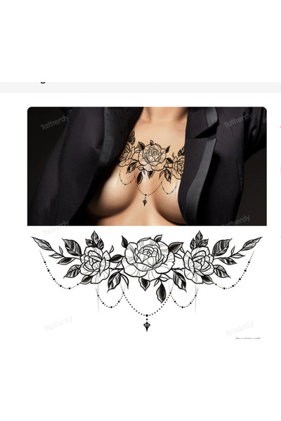 HelloBeautiful Tatto Su Geçirmez Geçici Dövme Ürün Boyutu 24*13,8 cm Bel Göğü...