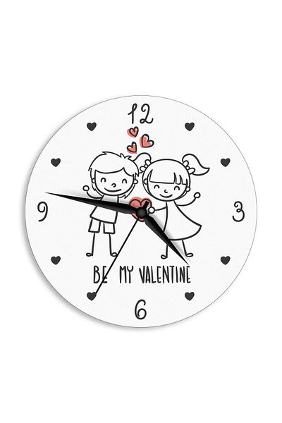 CajuArt Be My Valentine Written Cute Drawing Valentine's Day Gift Wall Clock