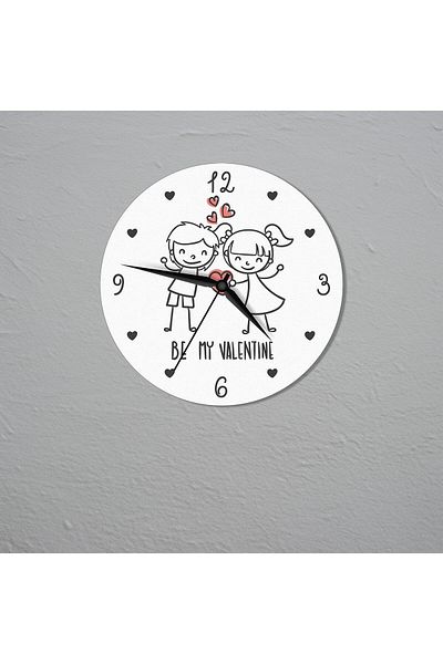 CajuArt Be My Valentine Written Cute Drawing Valentine's Day Gift Wall Clock