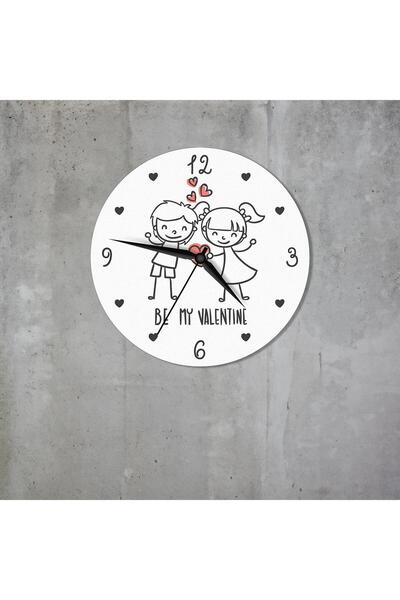 CajuArt Be My Valentine Written Cute Drawing Valentine's Day Gift Wall Clock