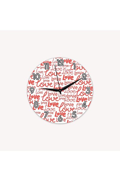 CajuArt Pink Love Written Valentine's Day Wooden Wall Clock Gift