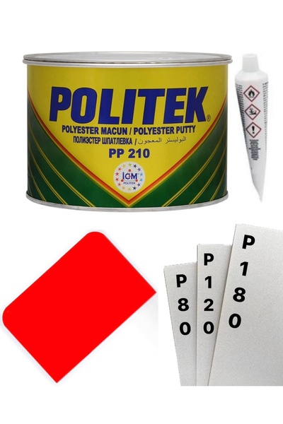 Politek Çelik Macun Seti; 500gr Çelik Macunu+Zımpara+Macun Çekme Aparatı