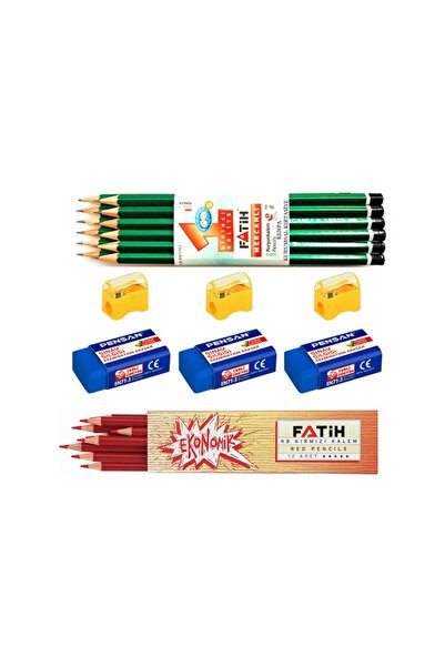 garaccu 30 Pieces Stationery Pencil Red Pencil Set of 12 Sharpeners and Erasers