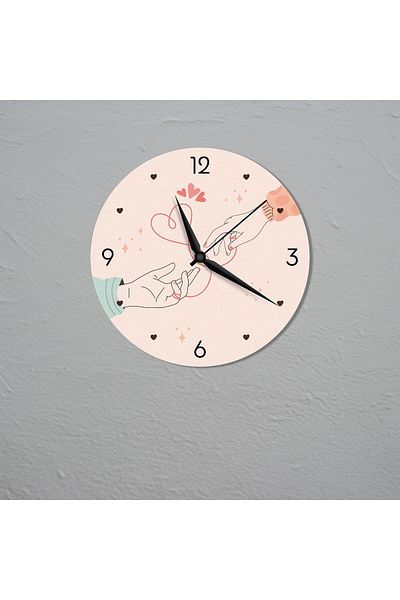 CajuArt Love Affection Themed Pink Wooden Wall Clock Valentine's Day Gift