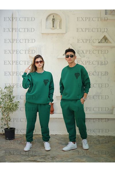 EXPECTED Σετ αθλητικής φόρμας Lover Couple Combination Green Printed - 2 Σετ