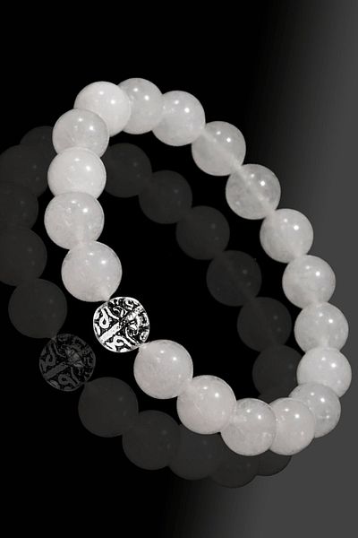 Tesbih Atölyesi Certified Matte Crystal Quartz Stone Bracelet - Silver Apparatus