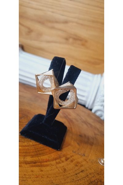 Defne Aksesuar SQUARE RING BALLON EARRING