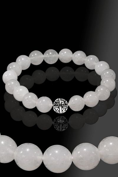 Tesbih Atölyesi Certified Matte Crystal Quartz Stone Bracelet - Silver Apparatus