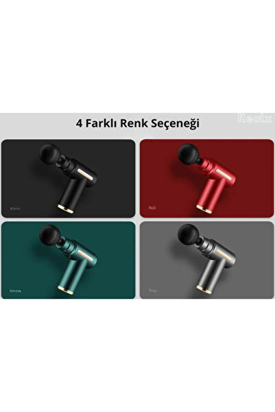 Realx 4 Başlıklı Mini Şarjlı 6 Kademeli Titreşimli Profesyonel Masaj Tabancası ve Masaj Aleti